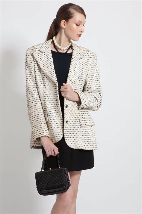 chanel white blazer|chanel vintage blazer.